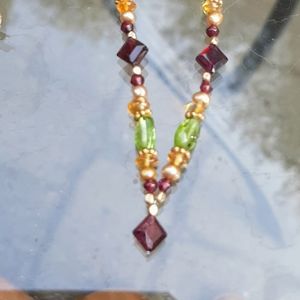 Garnet, peridot, citrine necklace